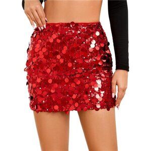 Sequin Mini Skirt High Waist Bodycon Stretchy Sparkly Glitter Party Women